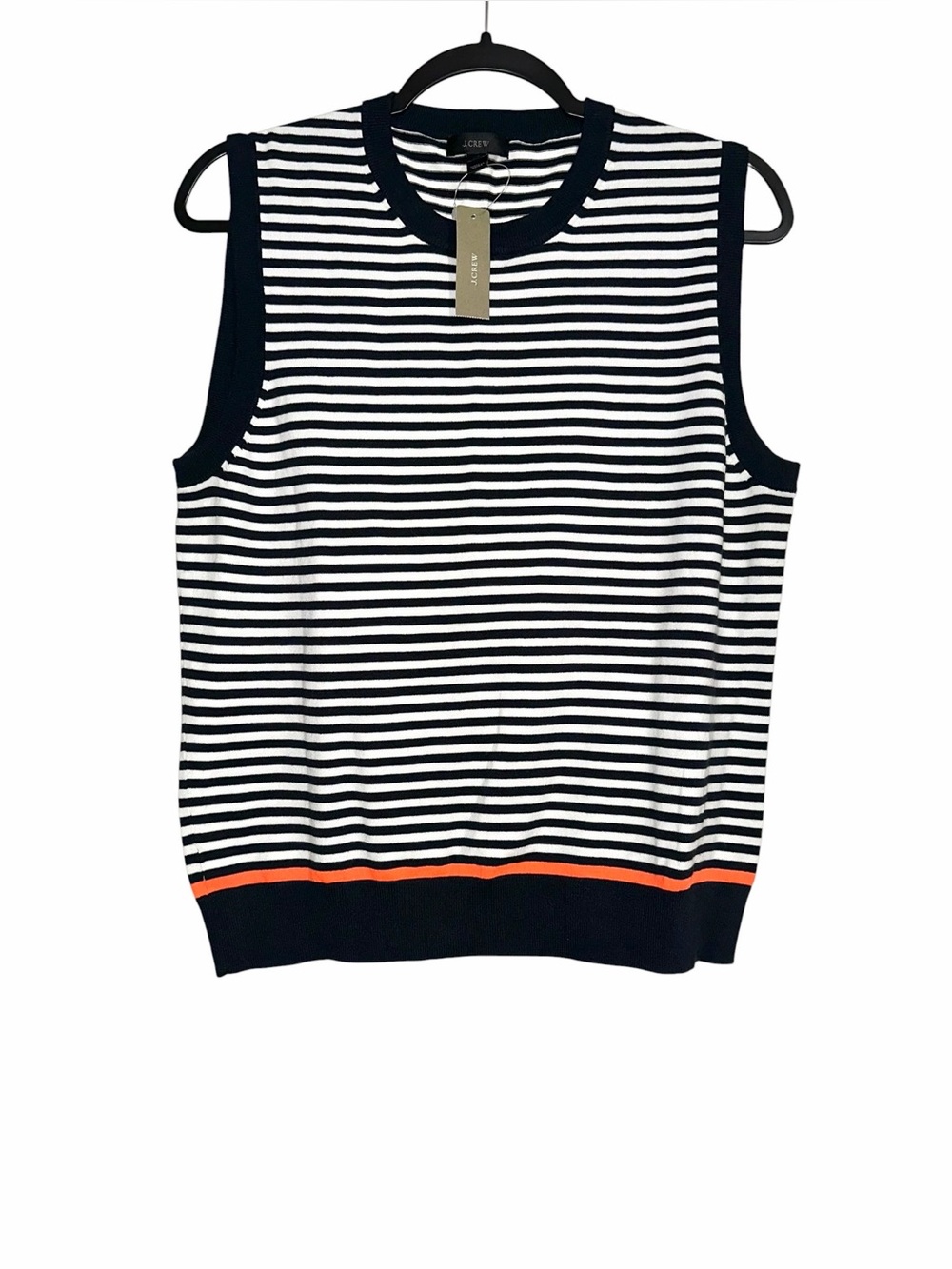 NWT J. Crew Jackie Sweater Shell Navy Striped Sleeveless Knit Tank XL